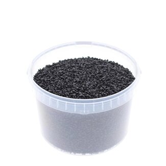 4A Black Decorative Gravel in Reusable Bucket | Diameter 2 - 3 millimetre | Contents 3 litre | Per bucket