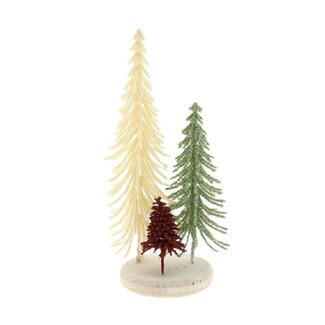 4A Sapins de Noël de couleurs mélangées sur socle | Décoration de Noël | Diamètre 13 centimeter | Hauteur 28 centimeter | Par 2 socles
