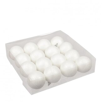 4A Naturel Blanc Plastique Pailleté Boules de Noël | Décoration de Noël | Diamètre 6 centimeter | Par 16 boules de Noël