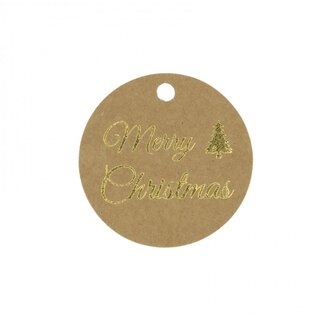4A Étiquettes Cadeau Dorées “Joyeux Noël” | Décoration De Noël | Diamètre 5 centimeter | Per 50 Étiquettes
