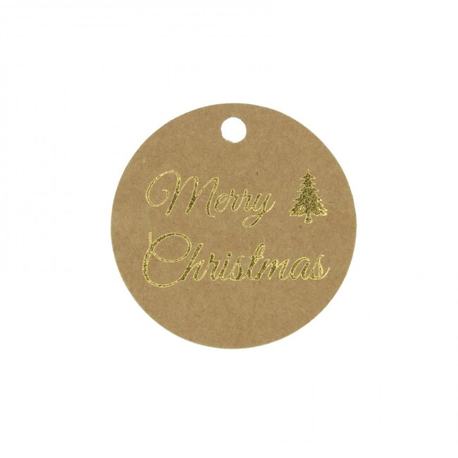 Gold-coloured Christmas gift tags “Merry Christmas” | Christmas decoration | Diameter 5 centimetre | Per 50 labels