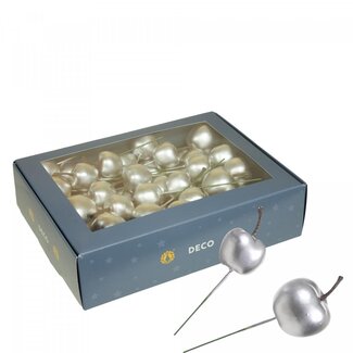4A Argenté Mini Pique Pomme | Décoration de Noël | Diamètre 2.5 à 3 centimeter | Par 48 piques
