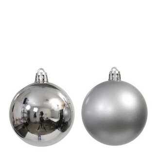 4A Boules de Noël en plastique couleur argent | Décoration de Noël | Diamètre 6 centimeter | Par 9 boules de Noël