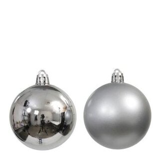 4A Kunststof Kerstballen | Kleur: Zilverkleurig | Kerst Decoratie | Diameter 6 centimeter | Per 9 kerstballen