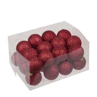 4A Red Plastic Glitter Christmas Baubles | Christmas Decoration | Diameter 4 centimeter | Per 24 Christmas baubles