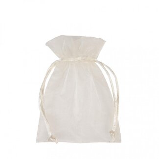 4A Sac cadeau en organza couleur ivoire | Largeur 9 centimeter | Hauteur 12 centimeter | Par 10 sacs cadeaux