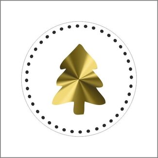 4A Autocollants Sapin de Noël Dorés sur Rouleau | Décoration de Noël | Diamètre 39 millimeter | Par 500 autocollants