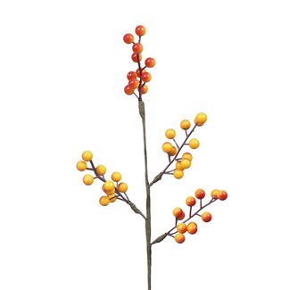 4A Branche De Baies Orange Jaune | Décoration De Noël | Longueur 46 centimeter | Par 3 Branches