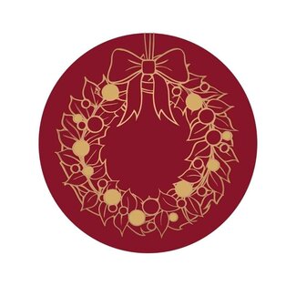4A Rouge Couronne de Noël Autocollants en Rouleau | Décoration de Noël | Diamètre 39 millimeter | Par 250 autocollants