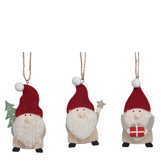 4A Suspension Père Noël Rouge Assorti | Décoration de Noël | Hauteur 10.5 centimeter | Par 6 suspensions