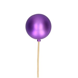 4A Tige boule de Noël mate violette | Décoration de Noël | Longueur tige ± 50 centimeter | Diamètre boule de Noël 6 centimeter | Par 25 tiges