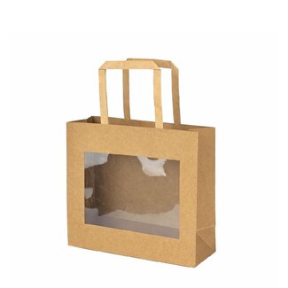 4A Brown Gift bags  with Window | Length 18 centimeter | Width 12 centimeter | Height 22 centimeter | Per 20 bags