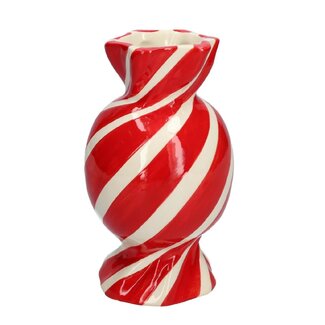 4A Red White Ceramic Candy Vase “Candy” | Christmas Decoration | Diameter 7.5 to 11.5 centimetre | Height 20 centimetre | Per 8 vases
