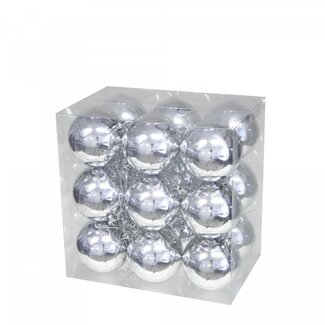 4A Boules de Noël en plastique couleur argentée | Décoration de Noël | Diamètre 8 centimètre | Par 18 boules de Noël