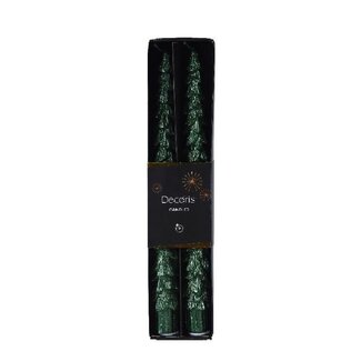 4A Green Christmas Tree Dinner Candles | Christmas Decoration | Diameter 2.2 centimetre | Height 25 centimetre | Per 2 candles