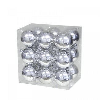 4A Silver-coloured Plastic Christmas baubles | Christmas Decoration | Diameter 6 centimetre | Per 18 Christmas baubles