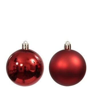 4A Kunststof Kerstballen | Kleur: Rood | Kerst Decoratie | Diameter 6 centimeter | Per 9 kerstballen