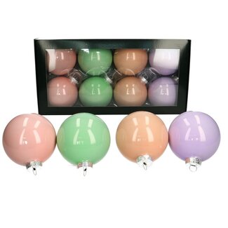 4A Couleurs mélangées Boules de Noël perlées | Décoration de Noël | Diamètre 8 centimètre | Par 8 boules de Noël