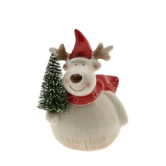 4A Naturel Blanc Renne Décoration “Cody” | Décoration de Noël | Longueur 10 centimeter | Largeur 7.5 centimeter | Hauteur 13 centimeter | Par 6 rennes