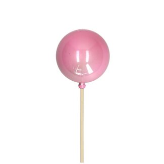 4A Pink Pearl Christmas bauble pick | Christmas Decoration | Length pick ± 50 centimetre | Diameter bauble 6 centimetre | Per 25 picks
