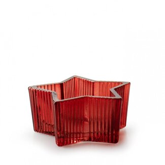 4A Rouge Étoile en verre Porte-bougie chauffe-plat | Décoration de Noël | Diamètre 8.5 centimeter | Hauteur 4 centimeter | Par 12 porte-bougies chauffe-plat