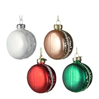 4A Couleurs mélangées Macaron suspension boule de Noël | Décoration de Noël | Diamètre 7 centimeter | Par 24 suspensions
