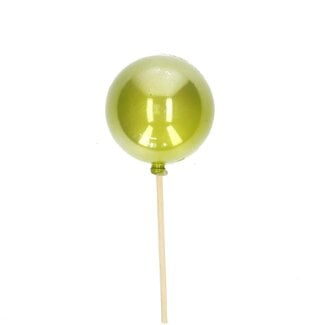 4A Pearl Kerstbal Bijsteker | Kleur: Lichtgroen | Kerst Decoratie | Lengte bijsteker ± 50 centimeter | Diameter kerstbal 6 centimeter | Per 25 bijstekers