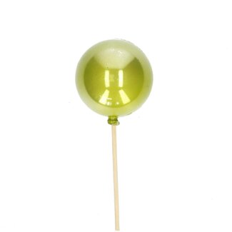 4A Tige pour boule de Noël perlé vert clair | Décoration de Noël | Longueur tige ± 50 centimeter | Diamètre boule de Noël 6 centimeter | Par 25 tiges