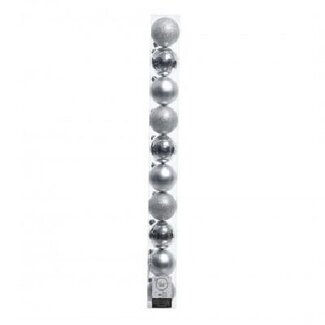 4A Boules de Noël en plastique couleur argent assorties | Décoration de Noël | Diamètre 6 centimeter | Par 10 boules de Noël