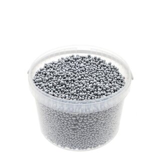 4A Silver Terracotta Balls in Reusable Bucket | Silver-coloured Decorative Pellets | Diameter 4 - 8 millimetre | Contents 3 litre | Per bucket