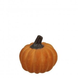 4A Flock Pompoen Decoratie | Kleur: Oranje | Herfstdecoratie | Diameter 5 centimeter | Hoogte 5.5 centimeter | Per 8 pompoenen