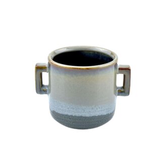 4A Grey Green Retro Pot with Ears | Hand-glazed Look | Maritime Collection | Diameter 11 centimeter | Height 11 centimeter | Per 12 pots