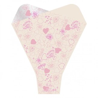 4A Cream flower cover with pink hearts and flowers "Doublé Love" | Length 50 centimetre | Width 44 centimetre | Opening 12 centimetre | Per 50 covers