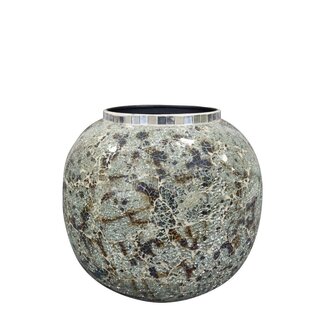 4A Couleurs Mélangées Vase Boule Avec Morceaux De Miroir En Mosaïque | Collection Maritime | Diamètre 26 centimeter | Hauteur 24 centimeter | Par Vase
