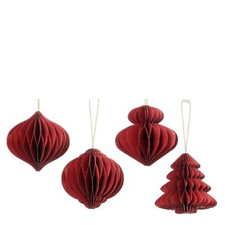 4A 3D Figure Christmas Ornament Assorted | Colour: Red | Christmas Decoration | Diameter 80 millimeter | Per 16 ornaments
