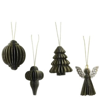 4A 3D Figure Christmas Hanger Assorted | Colour: Green | Christmas Decoration | Diameter 60 millimeter | Per 12 hangers