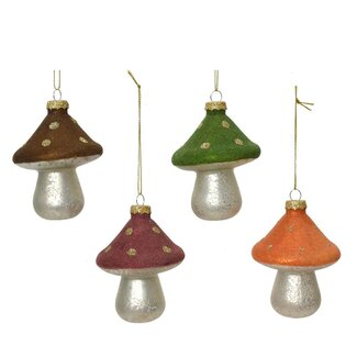 4A Mushroom Christmas Bauble | Colour: Mixed Colours | Christmas Decoration | Diameter 85 millimeter | Per 12 Christmas Baubles