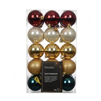4A Kunststof Kerstballen Assorti | Kleur: Gemengde Kleuren | Kerst Decoratie | Diameter 60 millimeter | Per 30 kerstballen