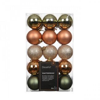 4A Plastic Christmas Baubles Assorted | Colour: Mixed Colours | Christmas Decoration | Diameter 60 millimeter | Per 30 Christmas baubles