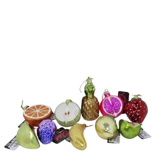 4A Fruit Christmas Baubles Assorted | Colour: Mixed Colours | Christmas Decoration | Diameter 9 centimeter | Per 10 Christmas baubles