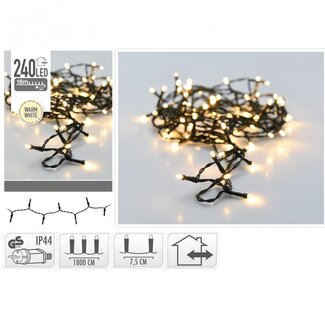 4A Warm White LED String Outdoor Lighting | Colour: Black | Christmas Decoration | Length 18 meter | 240 Lights | Per garland