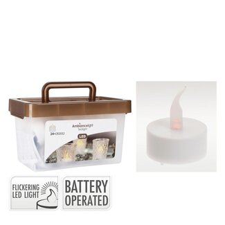 4A LED Tealights including Battery | Colour: Natural White | Christmas Decoration | Per 24 Tealights