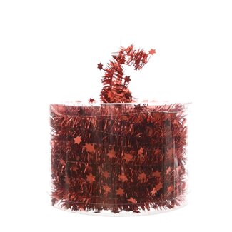 4A Lametta Kerst Slinger | Kleur: Rood | Kerst Decoratie | Diameter 3 centimeter | Lengte 7 meter | Per slinger