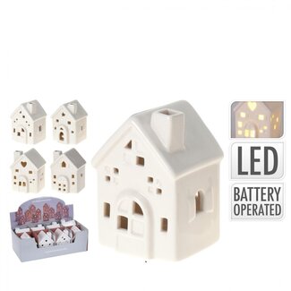 4A LED House on batteries | Colour: Natural White | Christmas Decoration | Height 8 centimeter | Per 8 houses