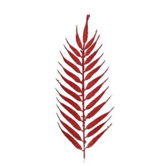 4A Glitter Leaf Decoration | Colour: Red | Christmas Decoration | Length 42 centimeter | Per 4 leaves