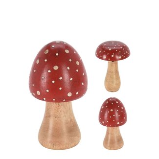 4A Mushroom Decoration Assorted | Colour: Red | Autumn Decoration | Diameter 9 centimeter | Height 15 centimeter | Per 6 mushrooms