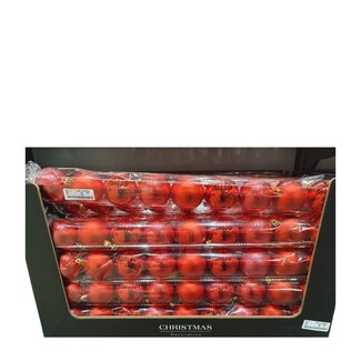 4A Kunststof Kerstballen Assorti | Kleur: Rood | Glimmende en Matte kerstballen | Kerst Decoratie | Diameter 60 millimeter | Per 9 kerstballen