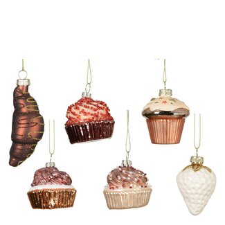 4A Cupcake Christmas Bauble Hanger Assorted | Colour: Mixed Colours | Christmas Decoration | Diameter 60 millimetre | Per 12 hangers