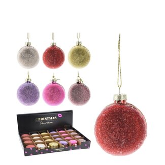 4A Macaron Christmas Baubles Assorted | Colour: Mixed Colours | Christmas Decoration | Diameter 6 centimetre | Per 24 Christmas Baubles