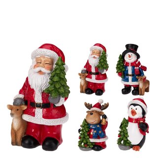 4A Assorted Santa | Colour: Red White | Christmas Decoration | Length 11 centimeter | Width 8 centimeter | Height 16.5 centimeter | Per 12 santas